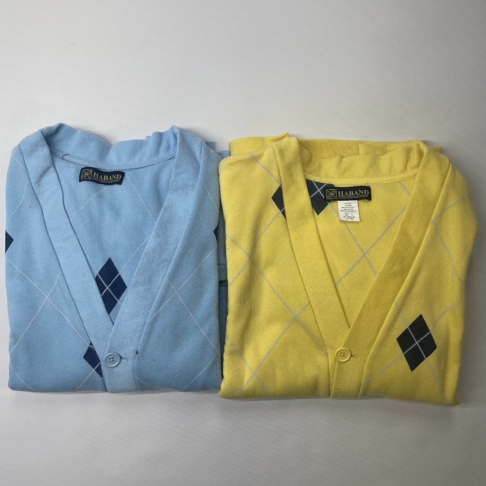 Haband Yellow & Blue Polyester Cardigan Sweater